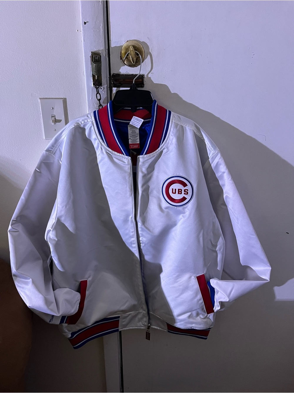 Chicago Cubs Mitchell & Ness men’s MLB FZ satin reversible bomber jacket XL